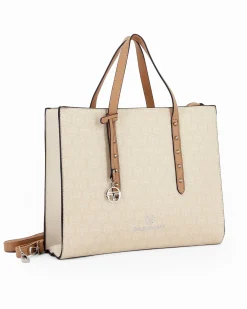 SERGIO TACCHINI - Borsa panna a mano con tracolla removibile e borchie frontali