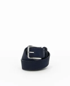 SERGIO TACCHINI - Cinta blu con fodera in VERA PELLE e fibbia senza nichel