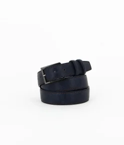 SERGIO TACCHINI - Cinta da uomo blu con fodera in VERA PELLE