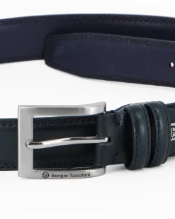 SERGIO TACCHINI - Cinta da uomo blu  in VERA PELLE