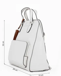 SERGIO TACCHINI - Zaino bianco con tasca frontale e pennacchio a frange removibile
