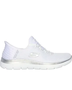 SKECHERS - SUMMITS DIAMOND DREAM- Slip-ins bianca da donna con dettali argento e soletta in memory