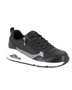 SKECHERS - UNO - METALLIC SLIDERS - Sneakers nera da donna  con zip laterale