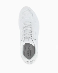 SKECHERS UNO SHIMMER AWAY - Sneakers binaca da donna con dettaglio tomaia traforata e inserto argento