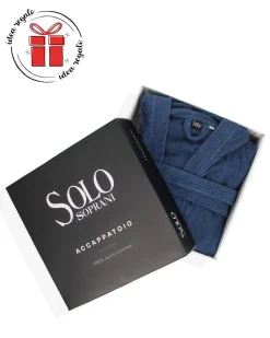 SOLO SOPRANI - Accappatoio unisex con cappuccio indaco