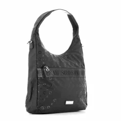 SOLO SOPRANI - Borsa sacca nera con tasca frontale, tracolla removibile