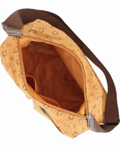 SOLO SOPRANI - Borsa senape con due tasche frontali e tracolla regolabile