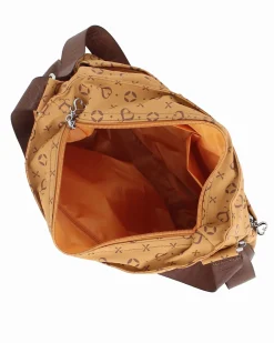 SOLO SOPRANI - Borsa senape con tracolla regolabile e zip frontale orizzontale