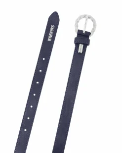 SOLO SOPRANI - Cinta blu da donna con fodera in VERA PELLE