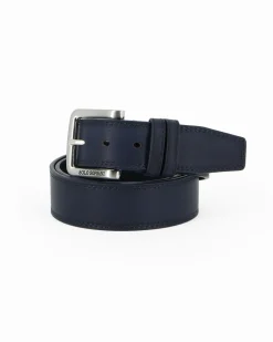 SOLO SOPRANI - Cinta blu da uomo con fodera in VERA PELLE