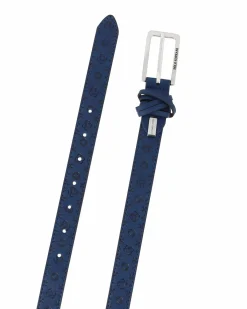 SOLO SOPRANI - Cinta blu loggata da donna con fodera in VERA PELLE