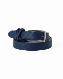 SOLO SOPRANI - Cinta blu loggata da donna con fodera in VERA PELLE