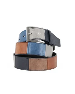 SOLO SOPRANI - Cinta multicolor da uomo con fodera in VERA PELLE