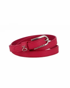 SOLO SOPRANI - Cinta rossa da donna con fodera in VERA PELLE