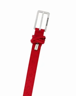 SOLO SOPRANI - Cinta rossa loggata da donna con fodera in VERA PELLE