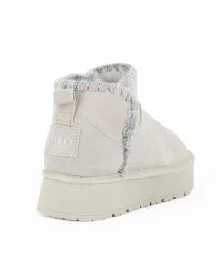 SOLO SOPRANI COUTURE - Stivaletto grigio in VERA PELLE con pelliccetta interna