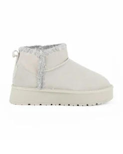 SOLO SOPRANI COUTURE - Stivaletto grigio in VERA PELLE con pelliccetta interna
