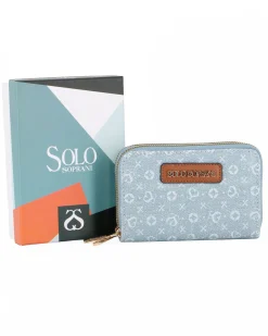 SOLO SOPRANI - Portafoglio jeans loggato con doppia cerniera