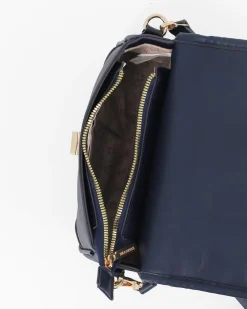 SOLO SOPRANI - Tracolla blu loggata con patta e chiusura a girello