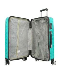 SOLO SOPRANI - TROLLEY ABS TURCHESE  SIMBOLI LOGO CON QUATTRO RUOTE DOPPIE