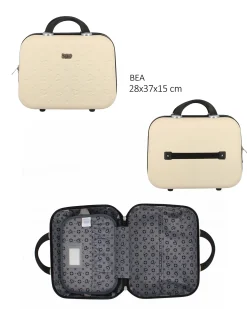SOLO SOPRANI - TROLLEY BEIGE IN ABS 4 RUOTE DOPPIE CON STAMPA LOGO