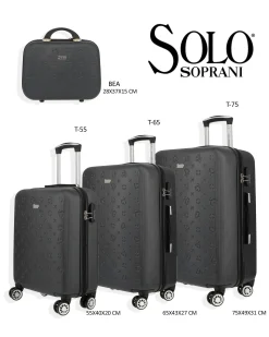 SOLO SOPRANI - TROLLEY NERO IN ABS 4 RUOTE DOPPIE CON STAMPA LOGO