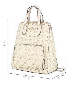 SOLO SOPRANI - Zaino beige due manici loggato con tascone frontale