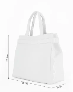 TATOO - Borsa bianca a mano con manici e profili in vernice - MADE IN ITALY
