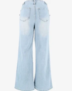 TATOO - JEANS DONNA WIDE LEG CON FINTI BOTTONI LATERALI