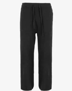 TATOO - PANTALONE PALAZZO IN MAGLIA NERO DA DONNA