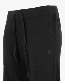 TATOO - PANTALONE PALAZZO IN MAGLIA NERO DA DONNA