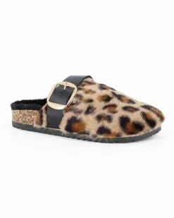 TATOO - Sabot leopardato con pelliccia e cinturino con fibbia