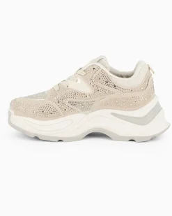 TATOO - Sneakers beige in strass con lacci