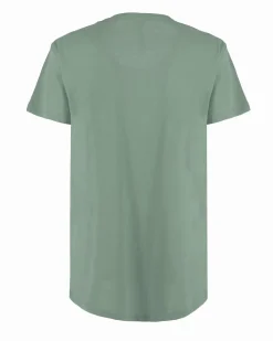 TATOO - Tshirt manica corta con scritta verde salvia in cotone