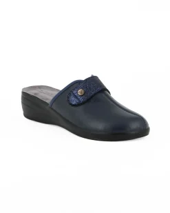 TIGLIO - Ciabatta blu da donna con fascia frontale