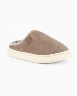 TIGLIO RAMBLAS - Pantofola beige scamosciata da donna con pelliccia interna