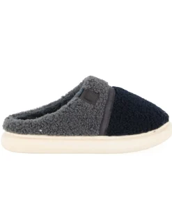 TIGLIO RAMBLAS - Pantofola blu da uomo in peluche
