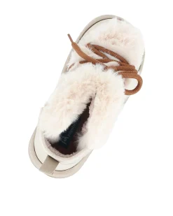 TIGLIO RAMBLAS - Sivaletto beige con pelliccia e lacci
