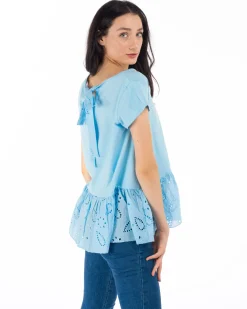 TSHIRT SMANICATA PIZZO IN FONDO