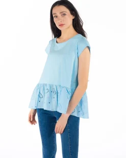 TSHIRT SMANICATA PIZZO IN FONDO