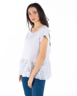 TSHIRT SMANICATA PIZZO IN FONDO