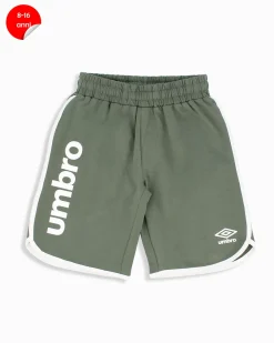 UMBRO - Bermuda ragazzi 8-16 anni verde militare in cotone
