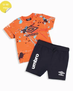 UMBRO - Completo mezza manica neonato 12-30 mesi arancione in cotone