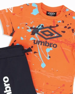 UMBRO - Completo mezza manica neonato 12-30 mesi arancione in cotone