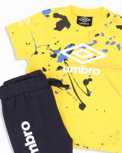 UMBRO - Completo mezza manica neonato 12-30 mesi giallo in cotone