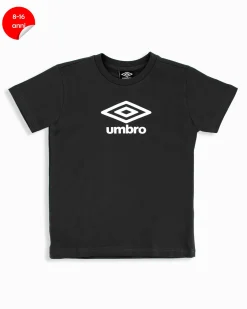 UMBRO - Tshirt manica corta ragazzi 8-16 anni nera in cotone