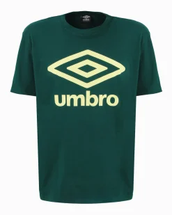 UMBRO -  T-shirt mezza manica verde con logo giallo in jersey