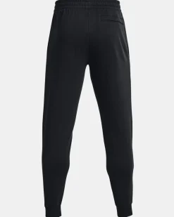 UNDER ARMOR - Pantalone da uomo felpato nero con elastico alle caviglie