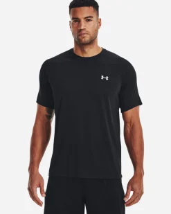 UNDER ARMOR - T shirt da allenamento uomo nera in tessuto traspirante