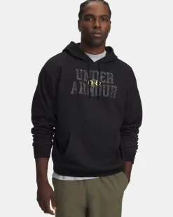 UNDER ARMOUR - FELPA CON CAPPUCCIO RIVAL FLEECE CAMO FILL NERA, CON DETTAGLI MIMETICI NERA DA UOMO, 6017022_0008